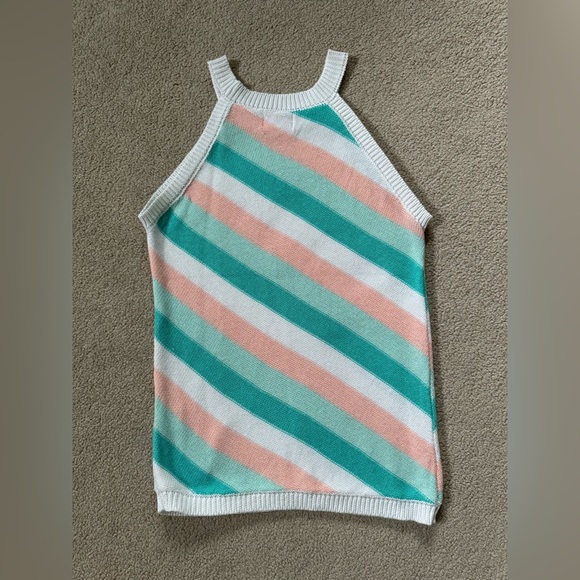 NEW Blue And Peach Striped Sweater Tank Top, Size XS - Picture 5 of 7